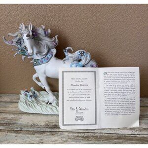Princeton Gallery Meadow Unicorn Porcelain Figure 2001 Butterflies Flowers w/COA